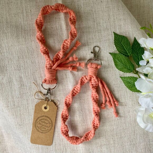 Boho Macrame Keychain Wristlet Wrist Keys 1PC Handmade Bracelet Summer Spring - Picture 2 of 5